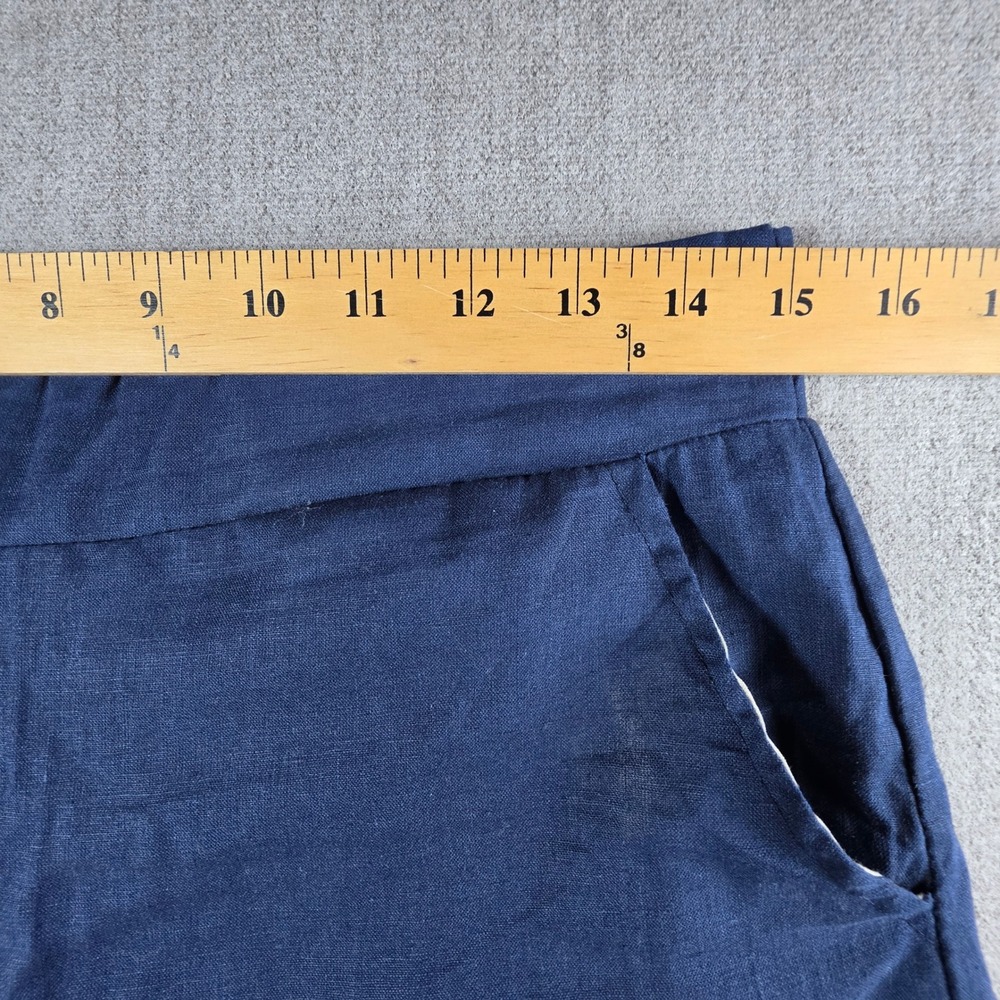 Christian Siriano Pants Womens Medium Blue Linen Blend Embroidered Eyelet Crop - Picture 6 of 16